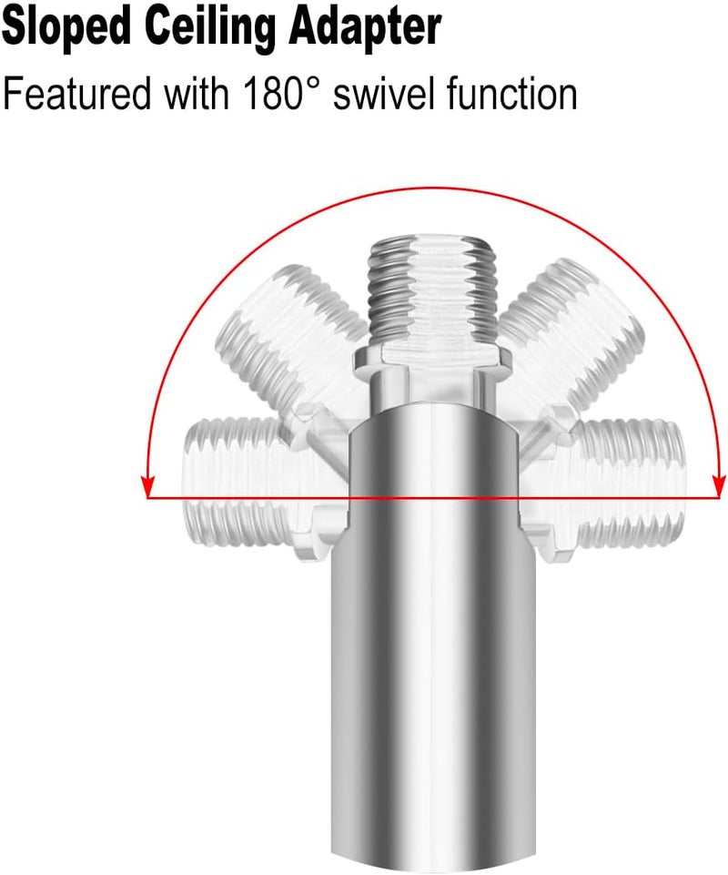 MAYOMAJO 8 Pieces M10 Threaded Extension Poles Lighting Fixture Downrods Stems & 180 Degrees Sloped Ceiling Adapter Kits for Pendant Light, Island Lighting, Chandeliers (Chrome) - Image 5